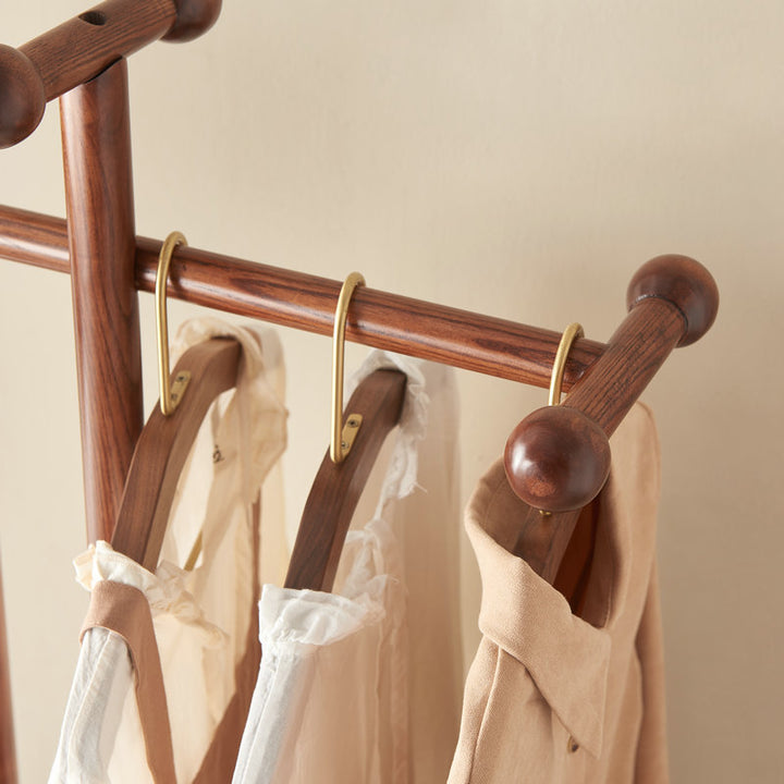 Contemporary Creative Ash Wood Coat Rack Freestanding Clothes Stand - Space-Saving Design Hall Tree For Living Room