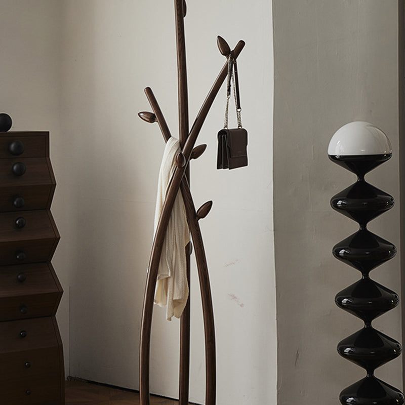 Contemporary Creative Ash Wood Coat Rack - Sculptural Branch Hooks Hall Tree For Living Room