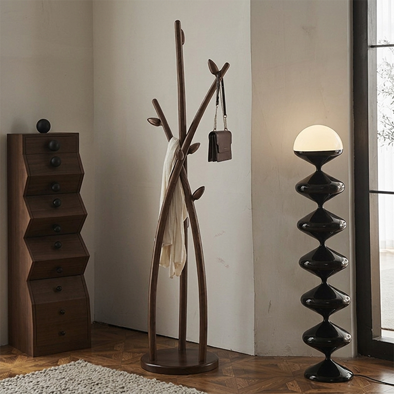 Contemporary Creative Ash Wood Coat Rack - Sculptural Branch Hooks Hall Tree For Living Room