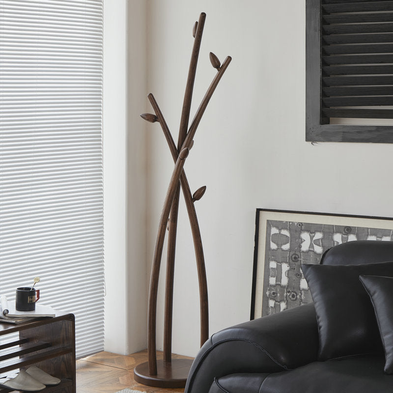 Contemporary Creative Ash Wood Coat Rack - Sculptural Branch Hooks Hall Tree For Living Room