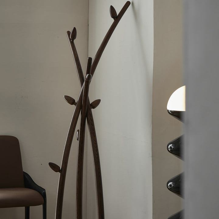 Contemporary Creative Ash Wood Coat Rack - Sculptural Branch Hooks Hall Tree For Living Room