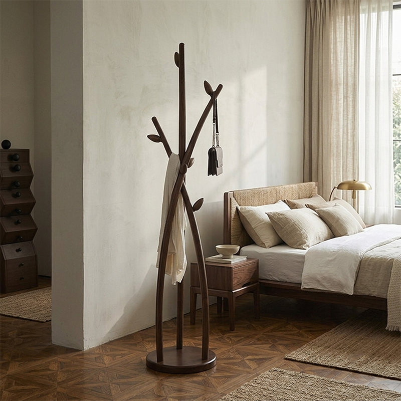 Contemporary Creative Ash Wood Coat Rack - Sculptural Branch Hooks Hall Tree For Living Room