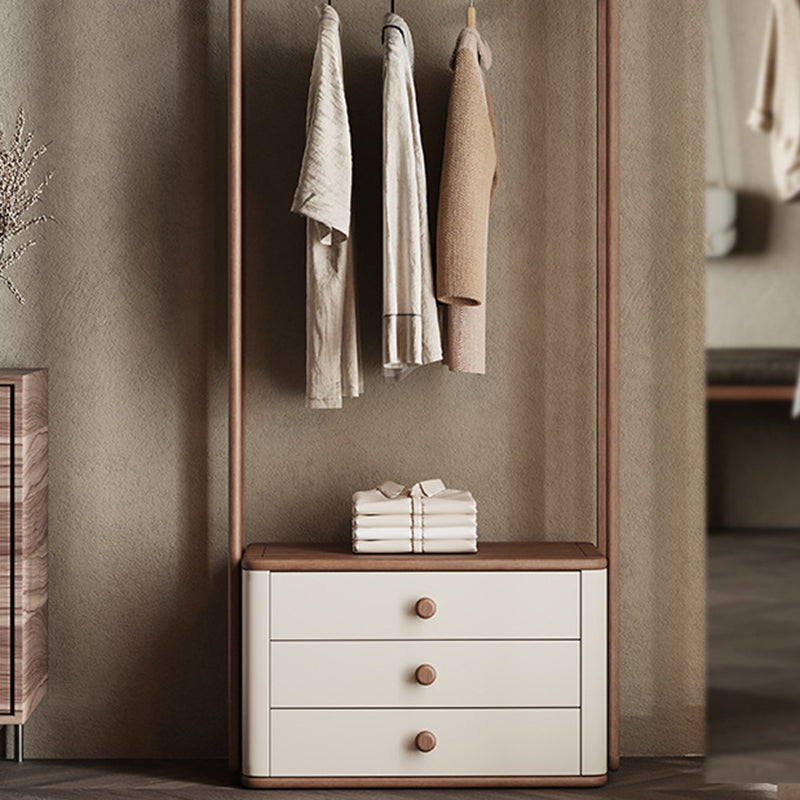 Contemporary Ash Wood Hall Tree With Storage Cabinet - Creative Coat Rack 3 Drawers Freestanding Clothes Rack For Entryway &amp; Bedroom
