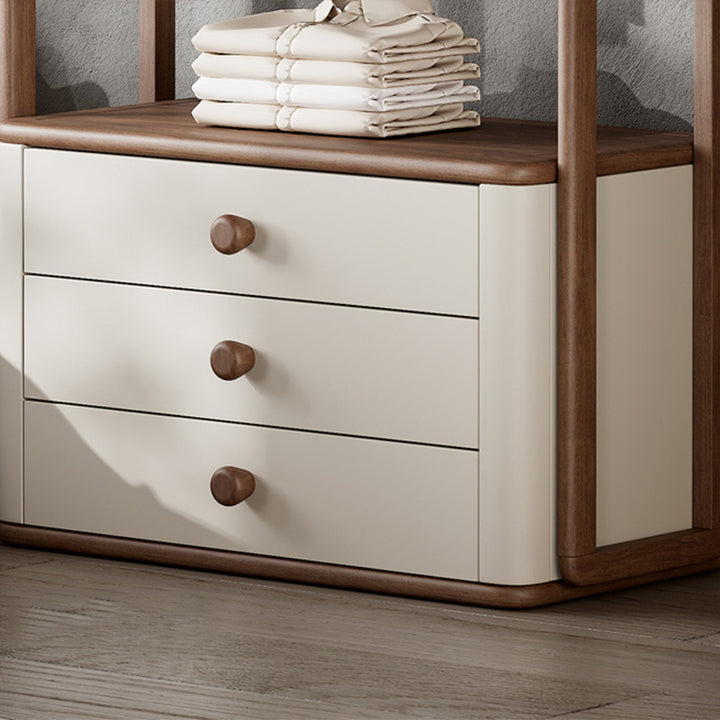 Contemporary Ash Wood Hall Tree With Storage Cabinet - Creative Coat Rack 3 Drawers Freestanding Clothes Rack For Entryway &amp; Bedroom