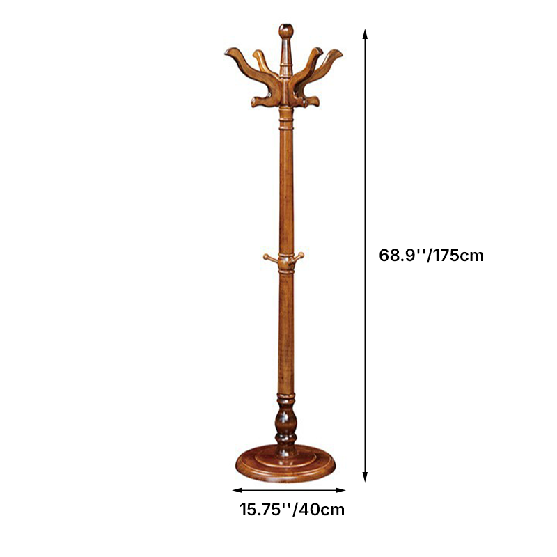 Traditional Vintage Carved Freestanding Coat Rack With Curved Hooks - Birch Wood MDF Hall Tree For Entryway &amp; Bedroom