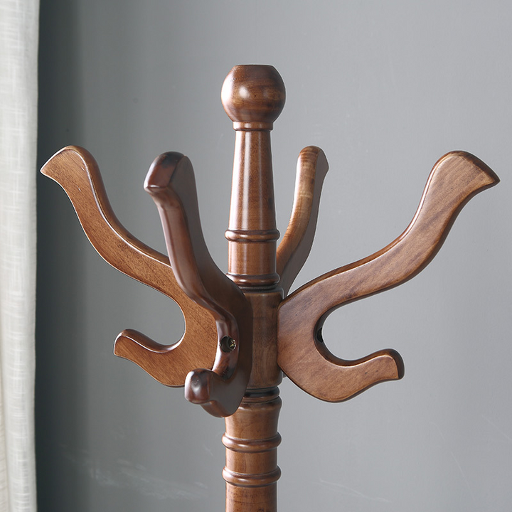 Traditional Vintage Carved Freestanding Coat Rack With Curved Hooks - Birch Wood MDF Hall Tree For Entryway &amp; Bedroom