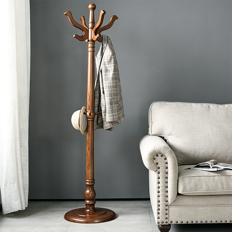 Traditional Vintage Carved Freestanding Coat Rack With Curved Hooks - Birch Wood MDF Hall Tree For Entryway &amp; Bedroom