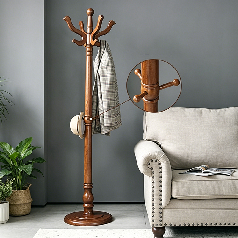 Traditional Vintage Carved Freestanding Coat Rack With Curved Hooks - Birch Wood MDF Hall Tree For Entryway &amp; Bedroom