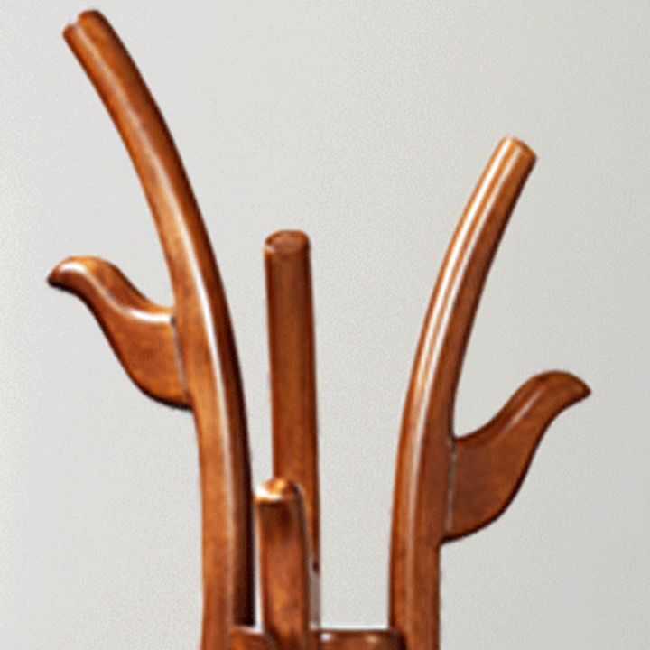 Traditional Vintage Rubberwood Freestanding Coat Rack -Sculptural Curved Hooks Hall Tree For Entryway &amp; Bedroom
