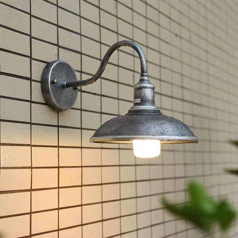 Aplique de pared exterior tipo cúpula de hierro vintage tradicional de 1 luz para sala de estar 