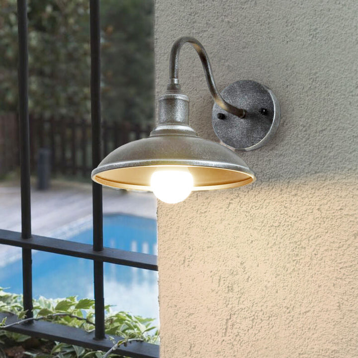 Aplique de pared exterior tipo cúpula de hierro vintage tradicional de 1 luz para sala de estar 