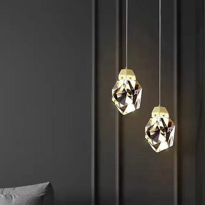 Suspension LED en cristal à 1 lumière de forme moderne en pierre 