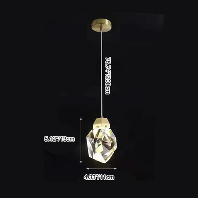 Suspension LED en cristal à 1 lumière de forme moderne en pierre 