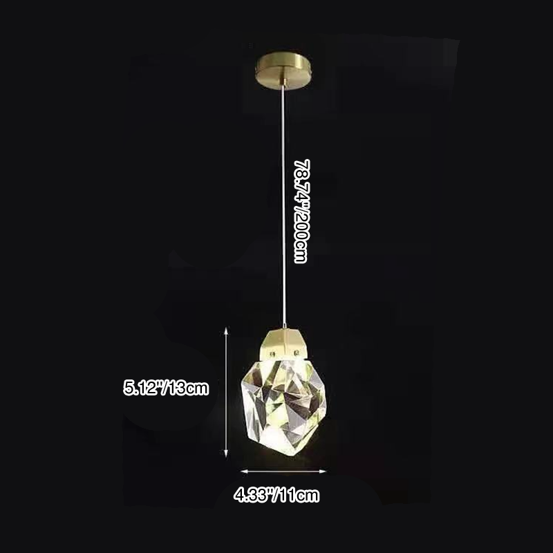 Suspension LED en cristal à 1 lumière de forme moderne en pierre 