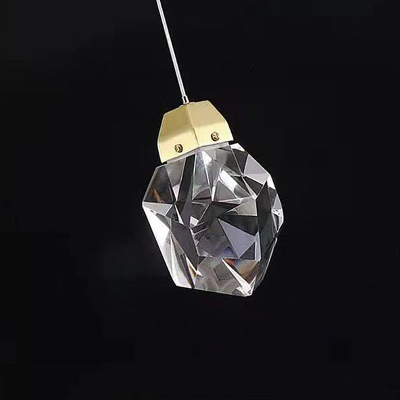 Suspension LED en cristal à 1 lumière de forme moderne en pierre 