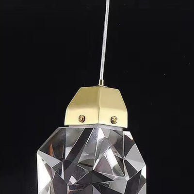 Suspension LED en cristal à 1 lumière de forme moderne en pierre 