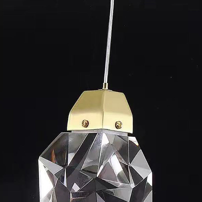 Suspension LED en cristal à 1 lumière de forme moderne en pierre 