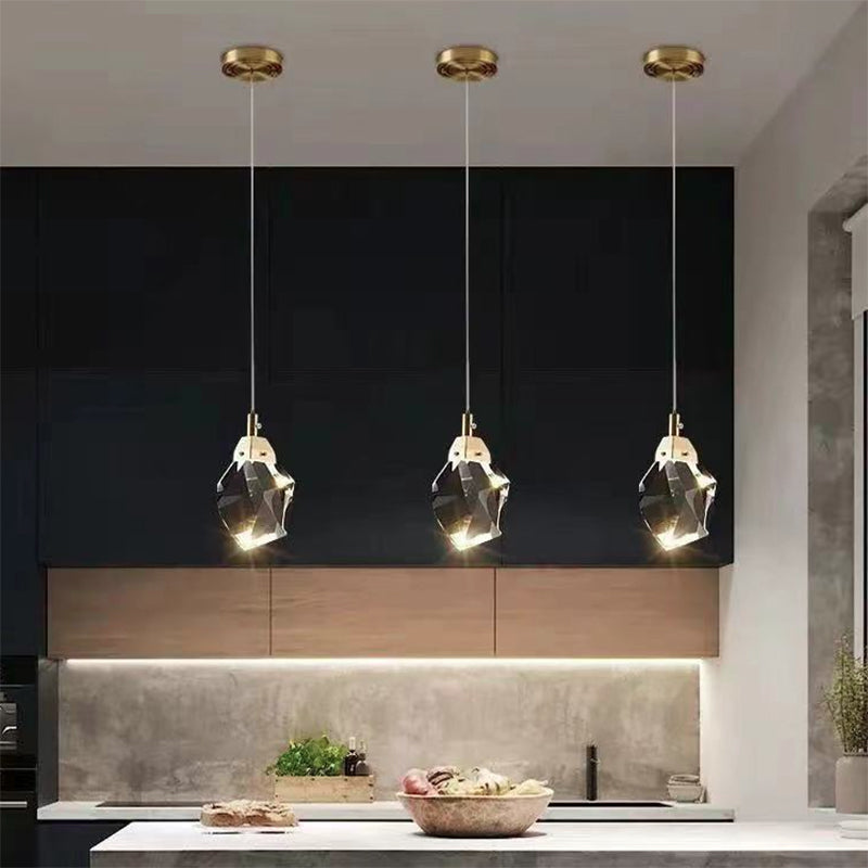 Suspension LED en cristal à 1 lumière de forme moderne en pierre 