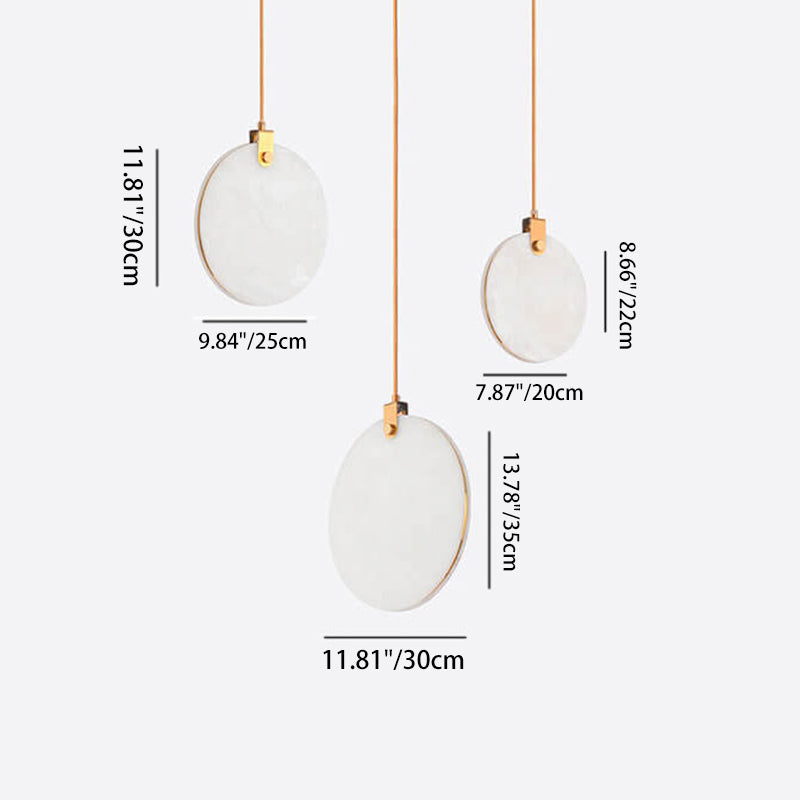 Modern Minimalist Round Marble Copper 1-Light LED Pendant Light For Living Room