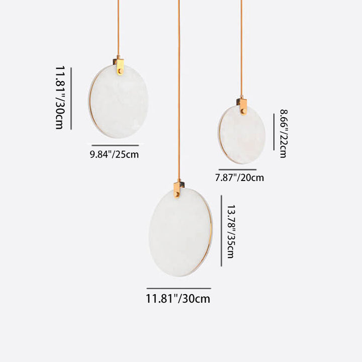 Modern Minimalist Round Marble Copper 1-Light LED Pendant Light For Living Room
