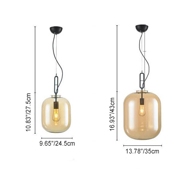 Lustre Suspendu 1 Lumière en Verre de Melon d'Hiver Moderne 