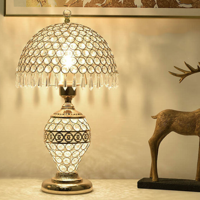 Modern Luxury Crystal Dome Shade 1-Light Table Lamp