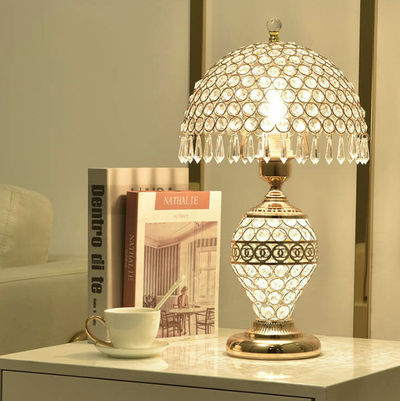 Modern Luxury Crystal Dome Shade 1-Light Table Lamp