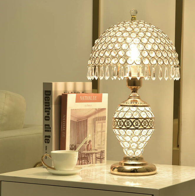 Modern Luxury Crystal Dome Shade 1-Light Table Lamp