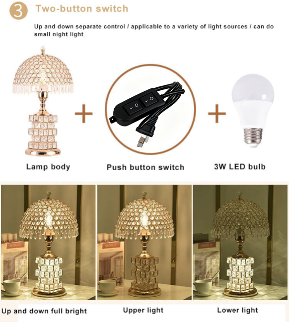 Modern Luxury Crystal Dome Shade 1-Light Table Lamp