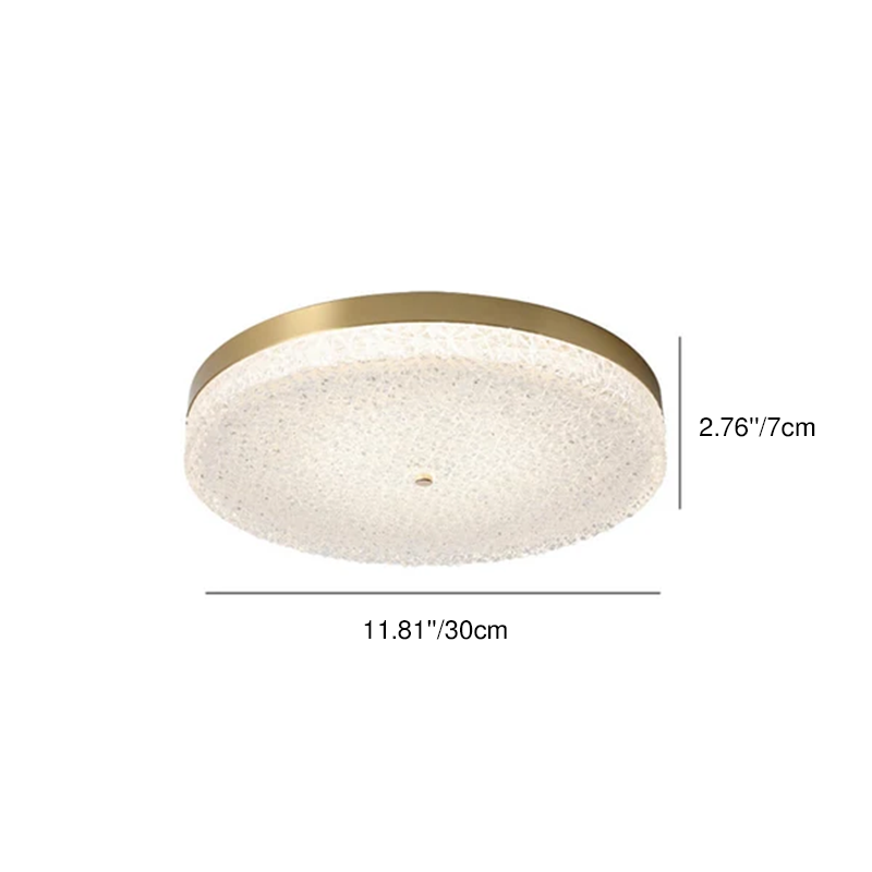 Modern Luxury Glass Brass Round LED Flush Mount Ceiling Light
