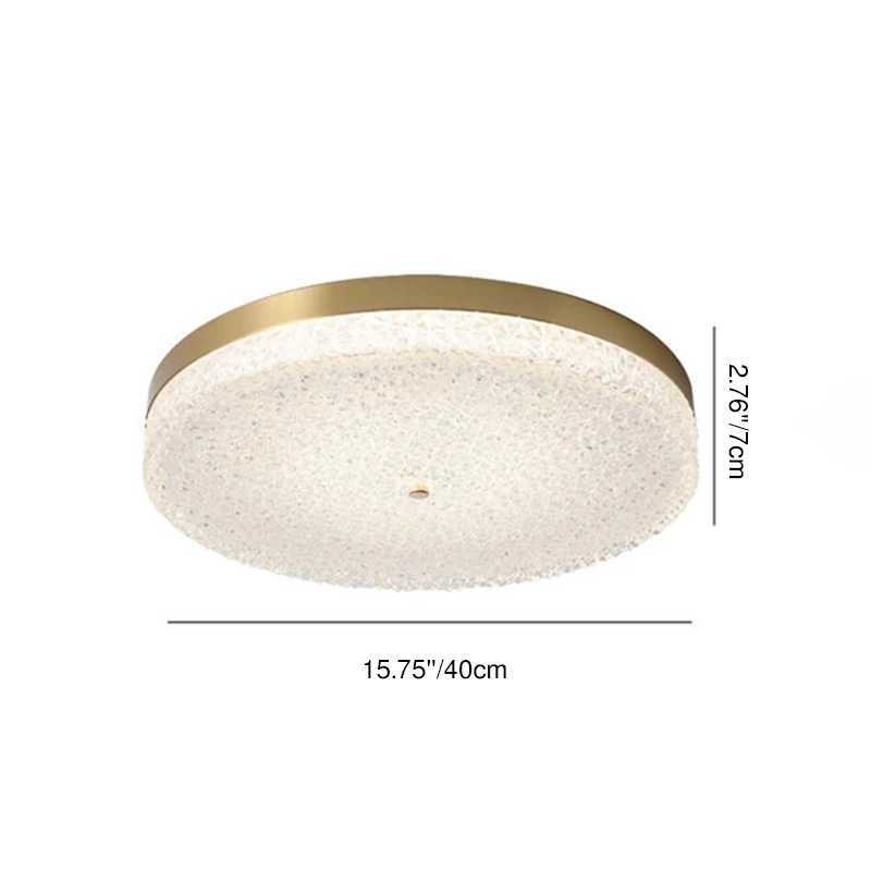 Modern Luxury Glass Brass Round LED Flush Mount Ceiling Light