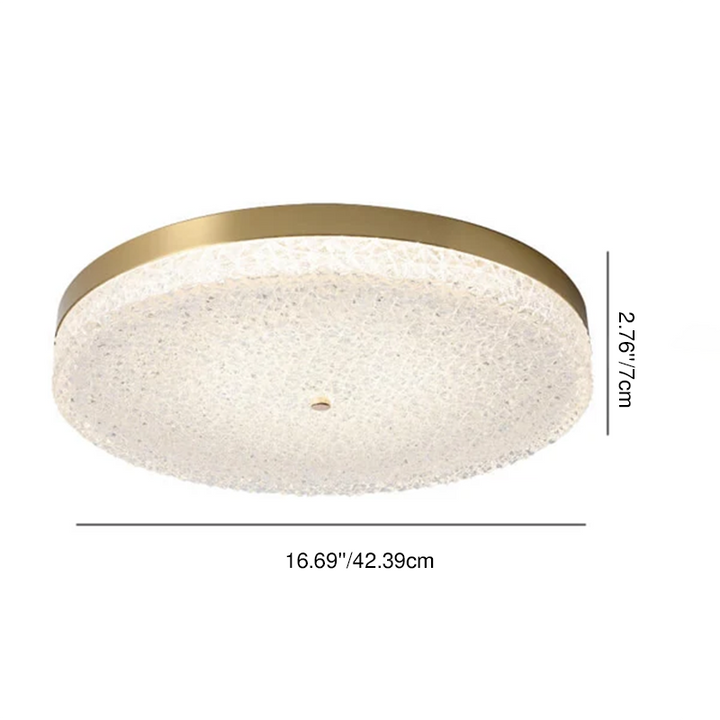 Modern Luxury Glass Brass Round LED Flush Mount Ceiling Light