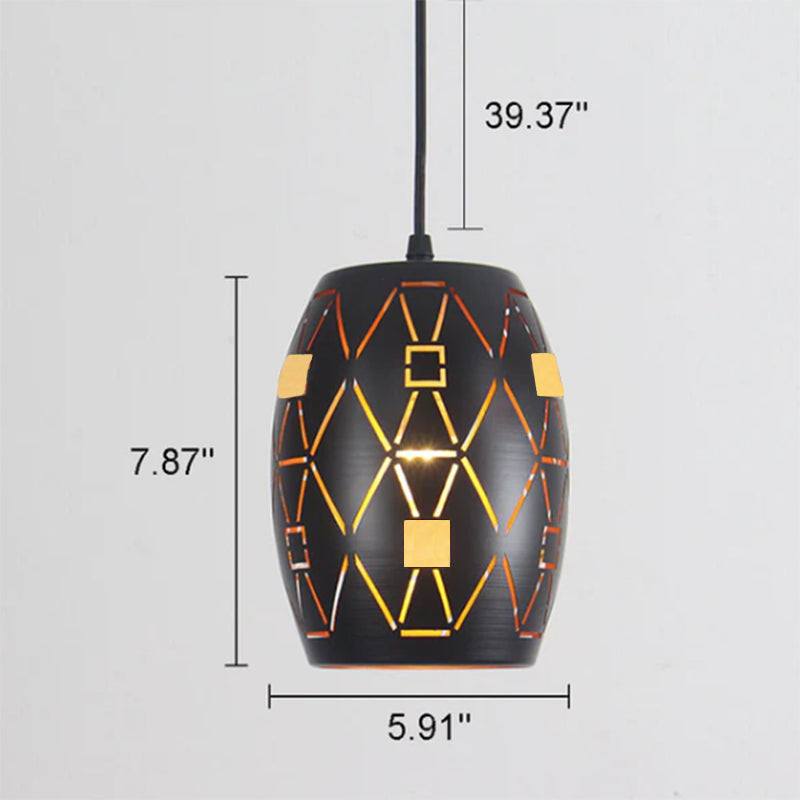 Luminaire suspendu rétro industriel à 1 lumière en forme de cloche creuse en fer 