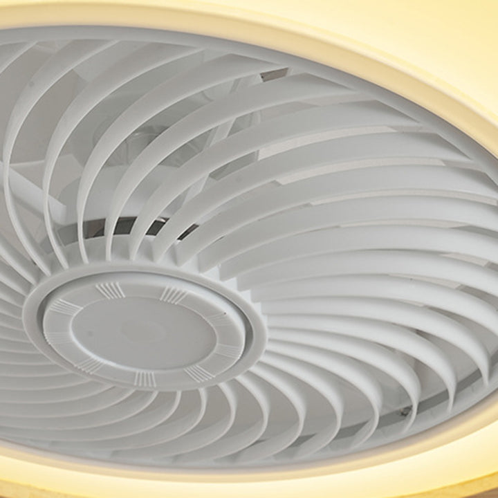 Moderner minimalistischer Holz-geometrischer LED-Halbeinbau-Deckenventilator mit Licht 