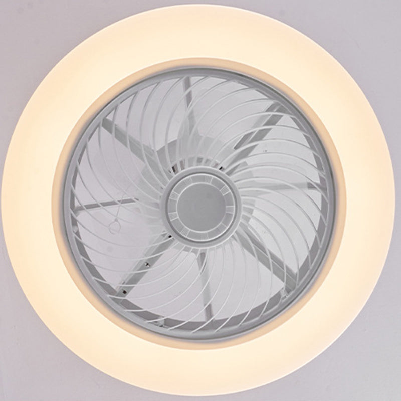 Moderner minimalistischer Holz-geometrischer LED-Halbeinbau-Deckenventilator mit Licht 