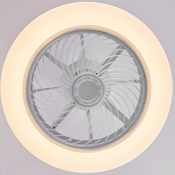 Moderner minimalistischer Holz-geometrischer LED-Halbeinbau-Deckenventilator mit Licht 