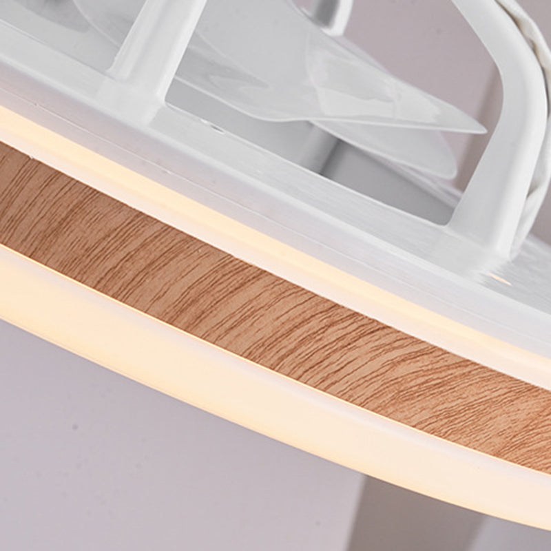 Moderner minimalistischer Holz-geometrischer LED-Halbeinbau-Deckenventilator mit Licht 