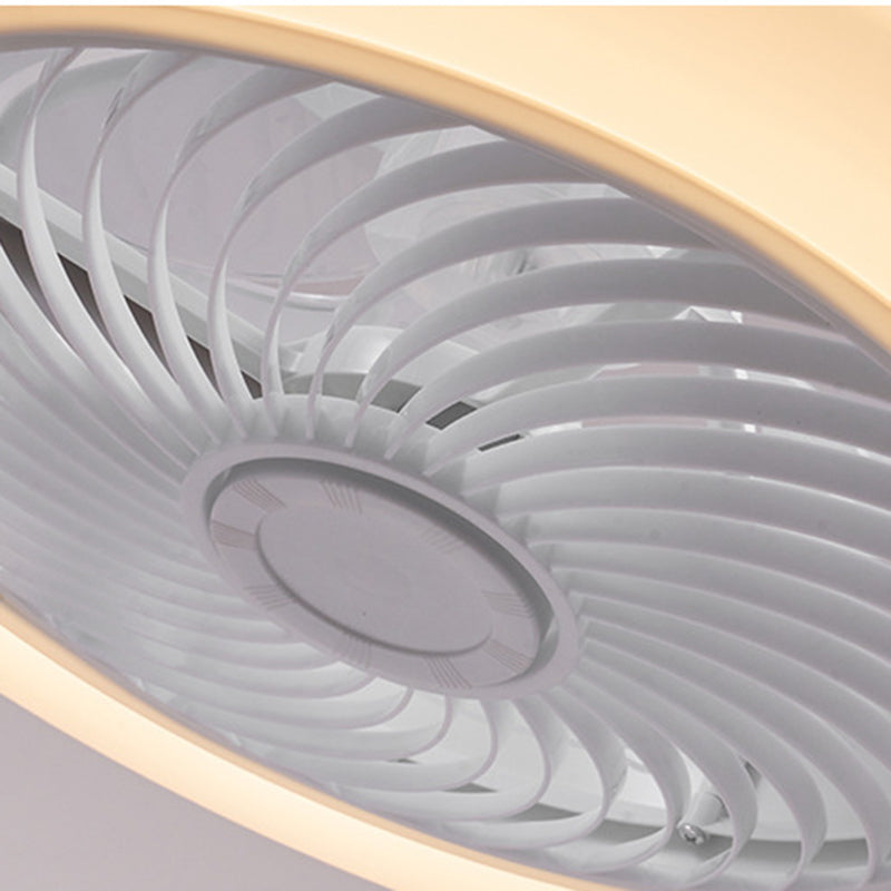 Modern Minimalist Wood Geometric LED Semi-Flush Mount Ceiling Fan Light