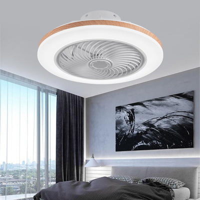 Modern Minimalist Wood Geometric LED Semi-Flush Mount Ceiling Fan Light