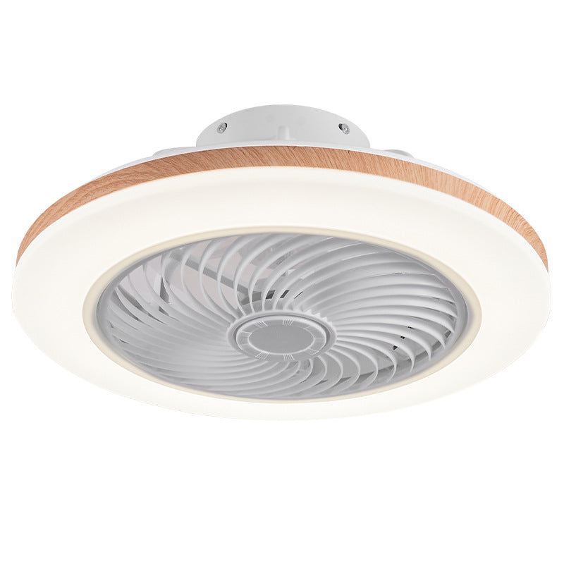 Moderner minimalistischer Holz-geometrischer LED-Halbeinbau-Deckenventilator mit Licht 
