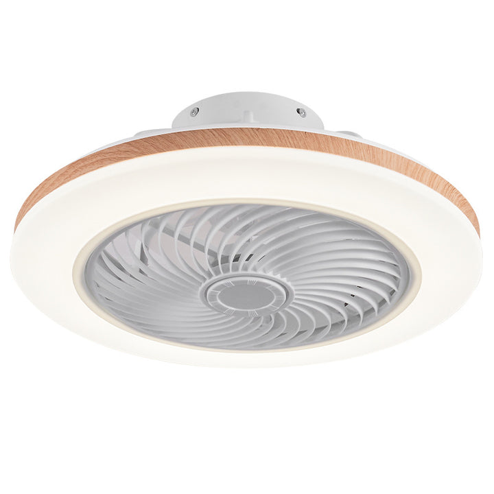 Moderner minimalistischer Holz-geometrischer LED-Halbeinbau-Deckenventilator mit Licht 