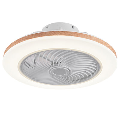 Modern Minimalist Wood Geometric LED Semi-Flush Mount Ceiling Fan Light