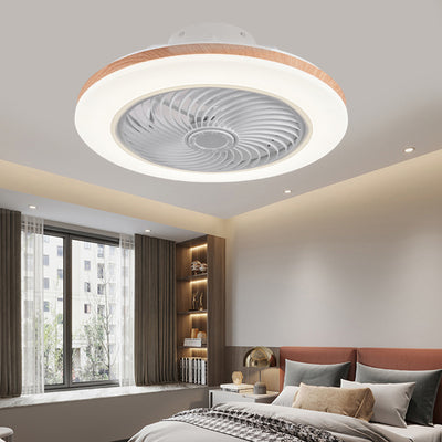 Modern Minimalist Wood Geometric LED Semi-Flush Mount Ceiling Fan Light