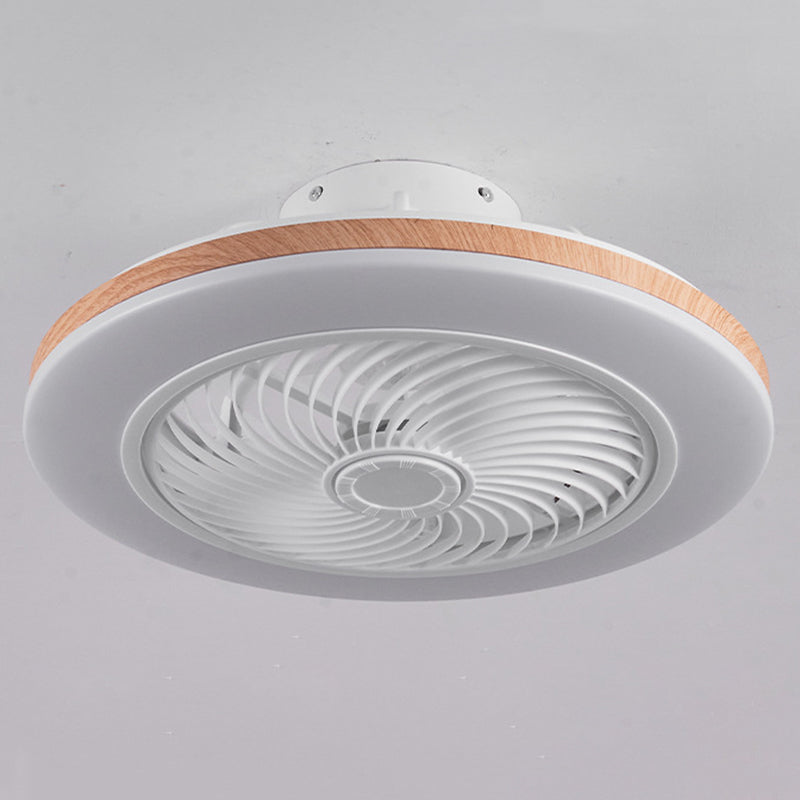 Moderner minimalistischer Holz-geometrischer LED-Halbeinbau-Deckenventilator mit Licht 
