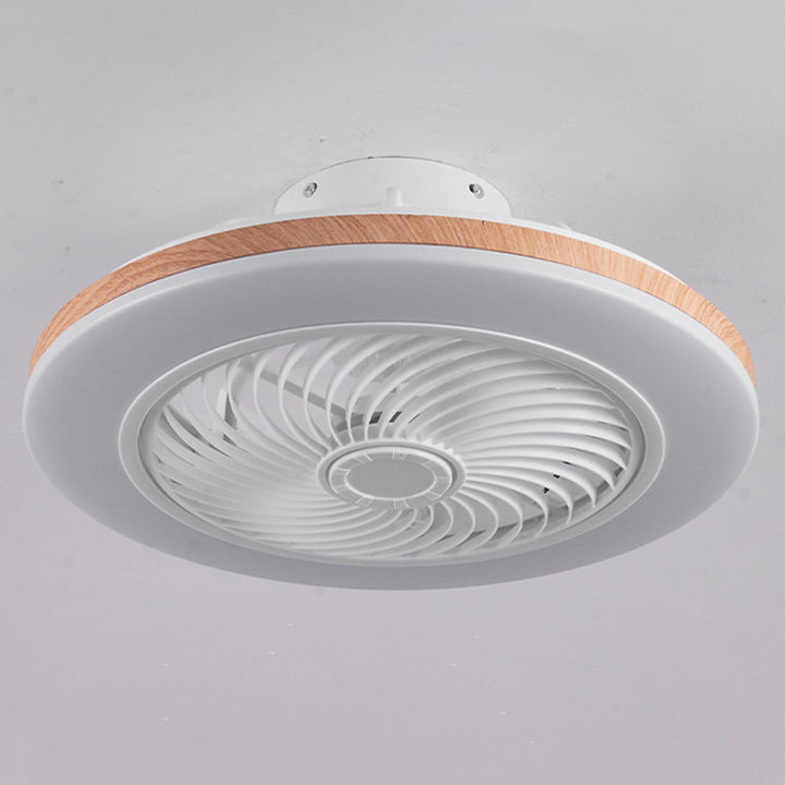 Moderner minimalistischer Holz-geometrischer LED-Halbeinbau-Deckenventilator mit Licht 