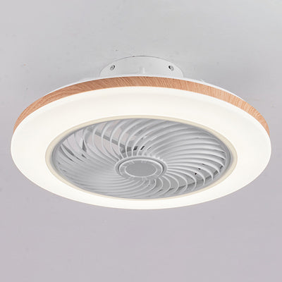 Modern Minimalist Wood Geometric LED Semi-Flush Mount Ceiling Fan Light