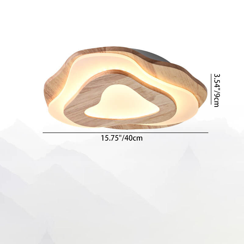 Luz de techo LED montada al ras geométrica redonda de madera maciza china moderna 