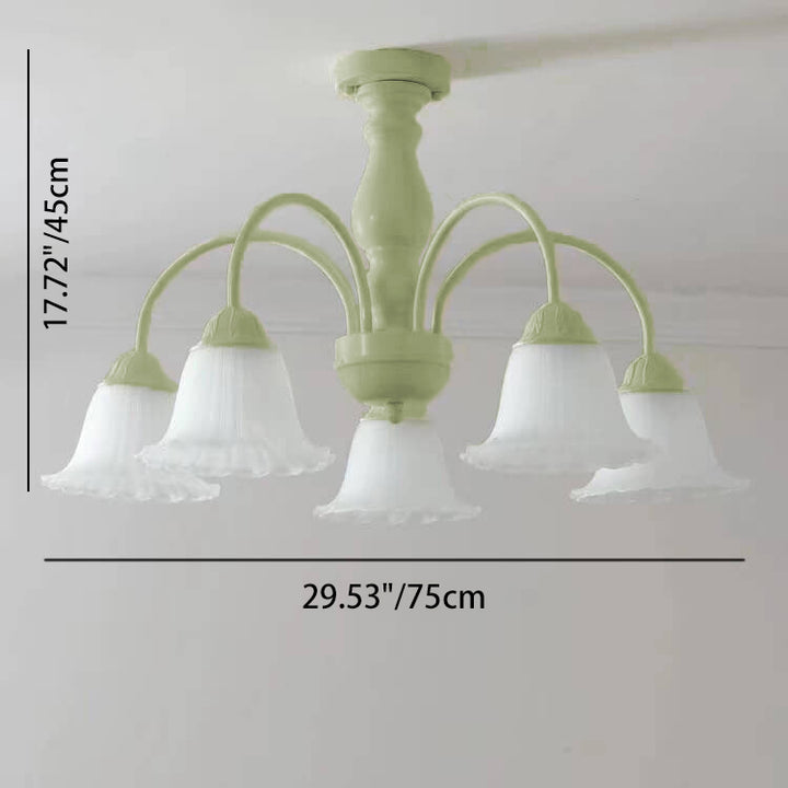 French Cream Glass Flower Shade 3/5/6/8 Light Semi-Flush Mount Deckenleuchte