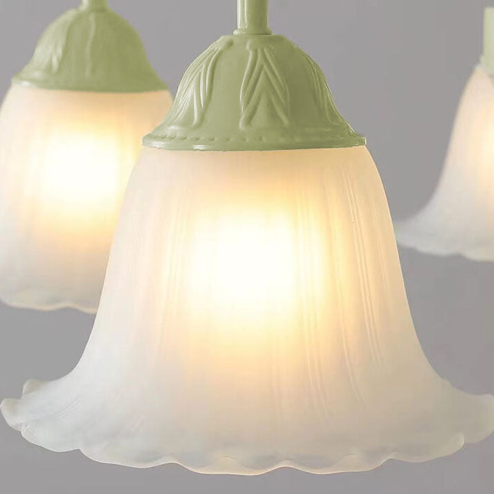 French Cream Glass Flower Shade 3/5/6/8 Light Semi-Flush Mount Deckenleuchte