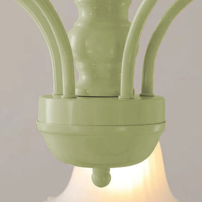 French Cream Glass Flower Shade 3/5/6/8 Light Semi-Flush Mount Deckenleuchte